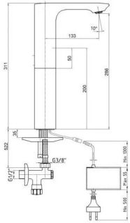 Электронный смеситель для раковины E.C.A. 108108045EX хром
